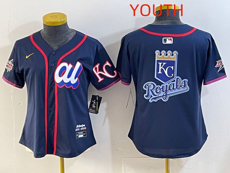 Youth 2025 Kansas City Royals Blank Drak Blue All star Nike MLB Jersey style 02